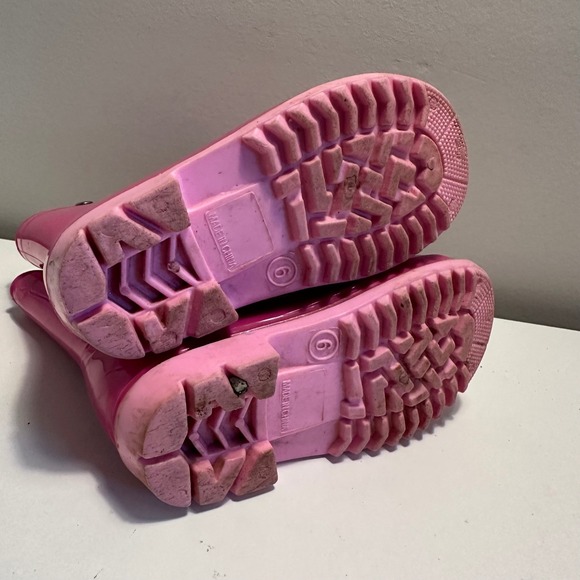 Toddler‎ Pink Rain Boots with Handles Size 6 Rubber Waterproof Cute - Picture 6 of 6
